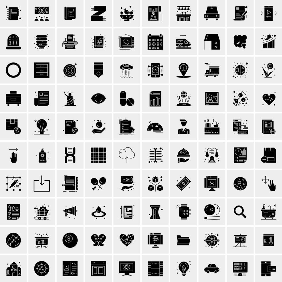 Set of 100 Universal Solid Icons vector