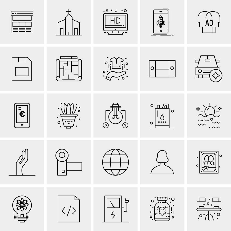 25 iconos de negocios universales vector ilustración de icono creativo para usar en proyectos relacionados con la web y dispositivos móviles