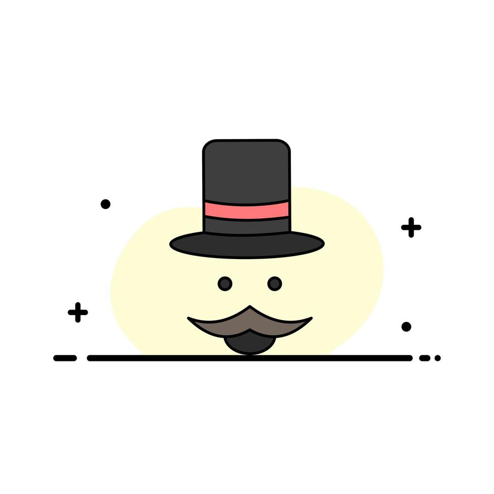 bigote hipster movember sombrero hombres color plano icono vector