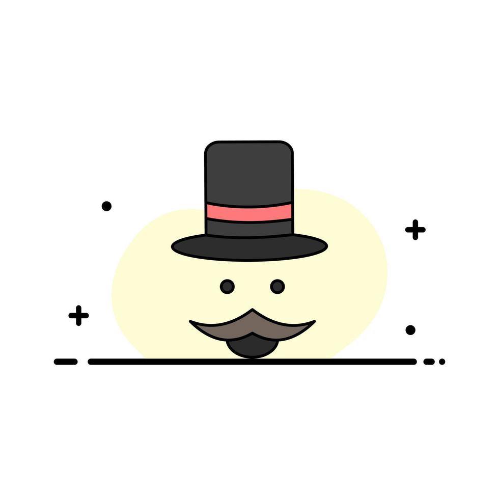 moustache Hipster movember hat men Flat Color Icon Vector