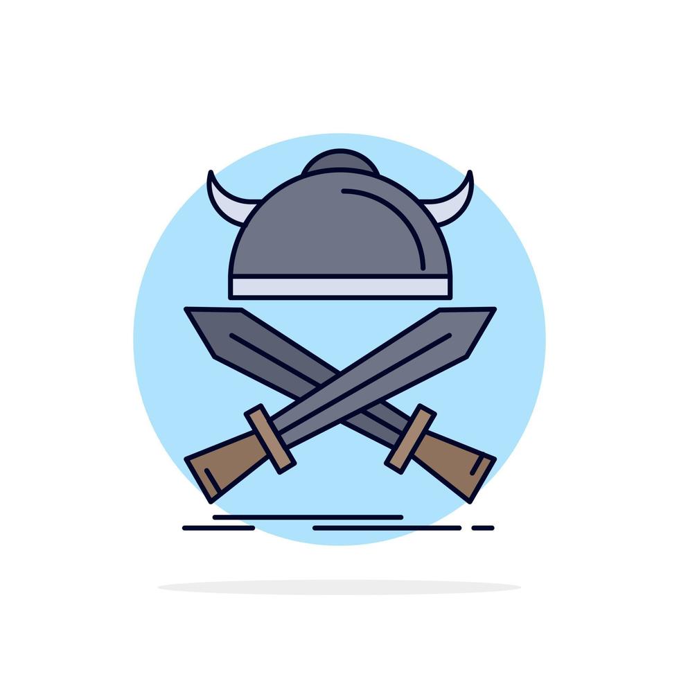 emblema de batalla guerrero vikingo espadas color plano icono vector