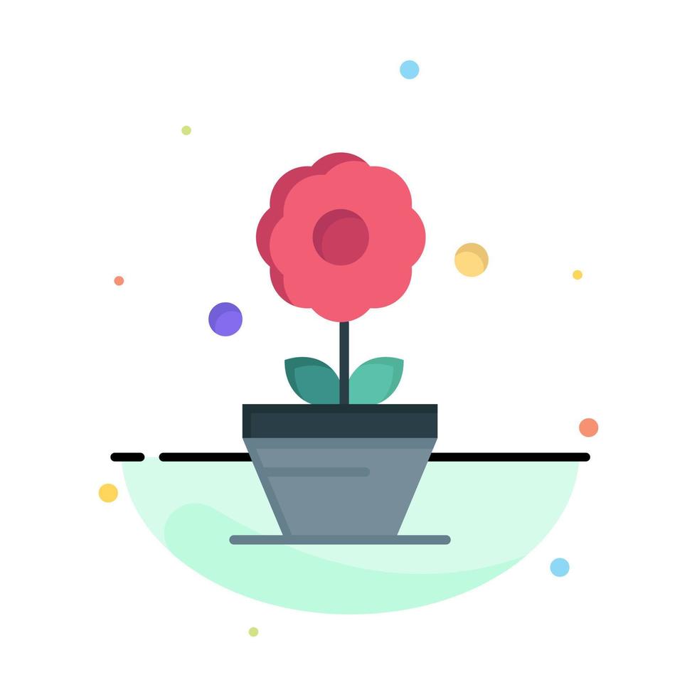 Plant Growth Flower Abstract Flat Color Icon Template vector
