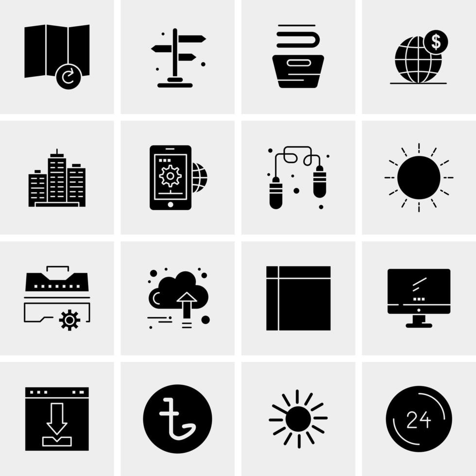 16 iconos de negocios universales vector ilustración de icono creativo para usar en proyectos relacionados con la web y dispositivos móviles