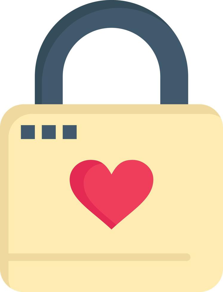Lock Locker Heart Heart Hacker Heart Lock  Flat Color Icon Vector icon banner Template