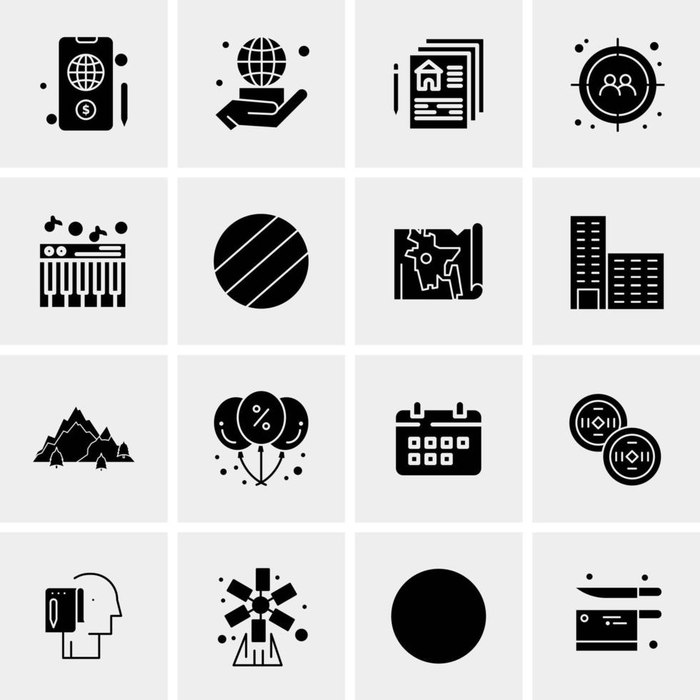 16 iconos de negocios universales vector ilustración de icono creativo para usar en proyectos relacionados con la web y dispositivos móviles