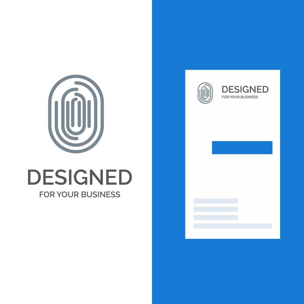 Fingerprint Identity Recognition Scan Scanner Scanning Grey Logo Design and Business Card Template vector