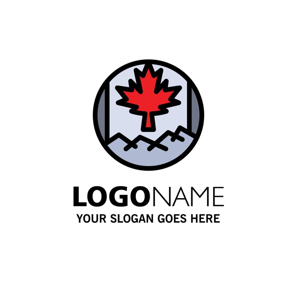 Canada Leaf Flag Business Logo Template Flat Color vector