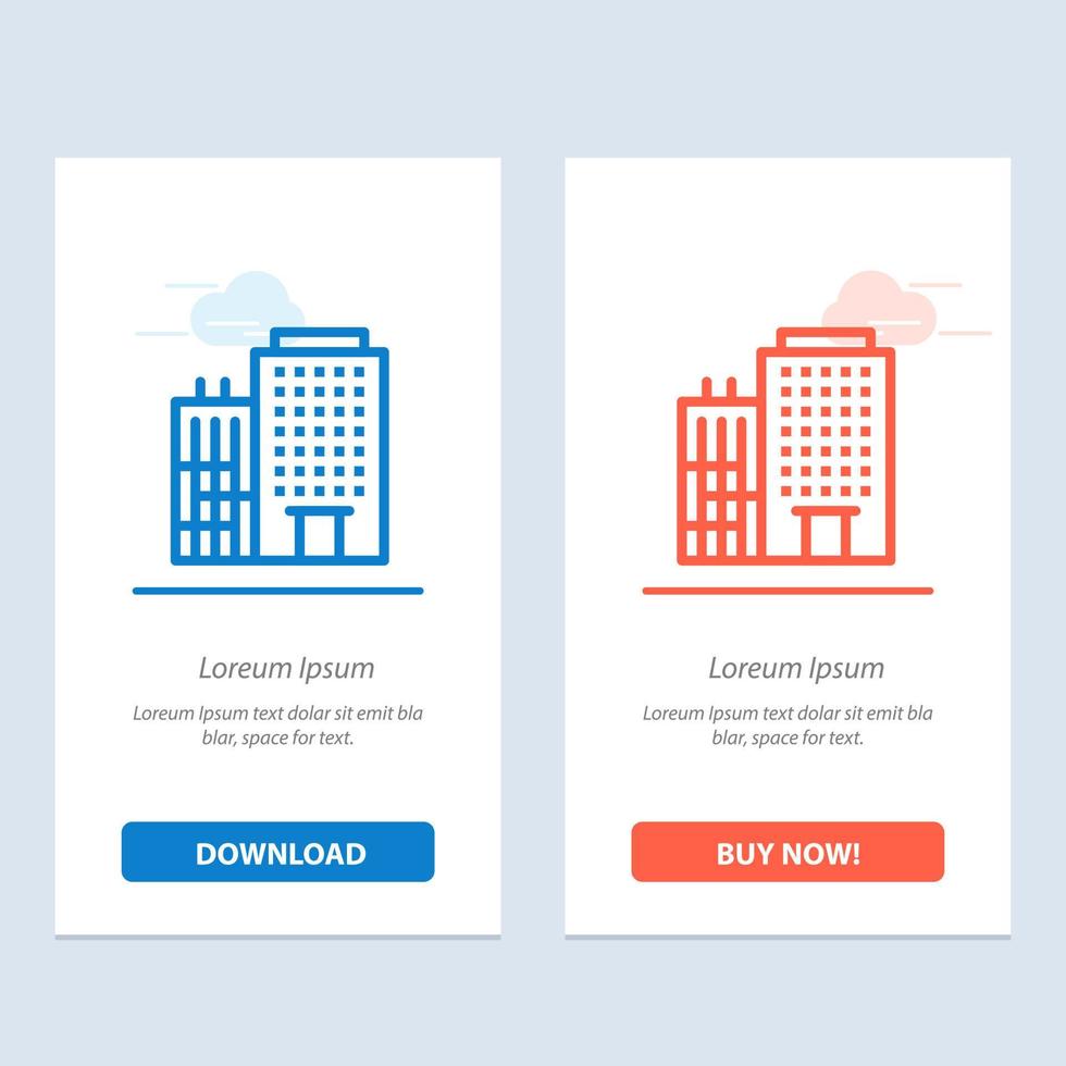 Hotel Building Home Service  Blue and Red Download and Buy Now web Widget Card Template vector