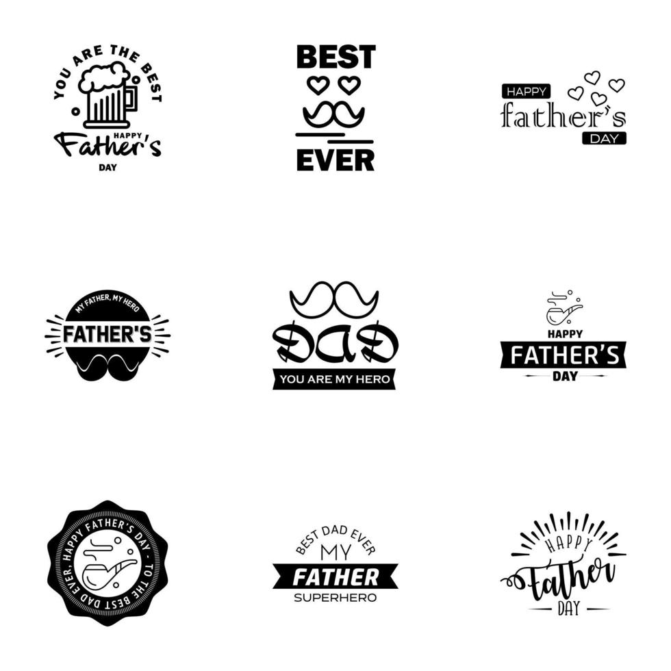 Love You Papa Card Design for Happy Fathers Day Typography Collection 9 Black Design Editable Vector Design Elements