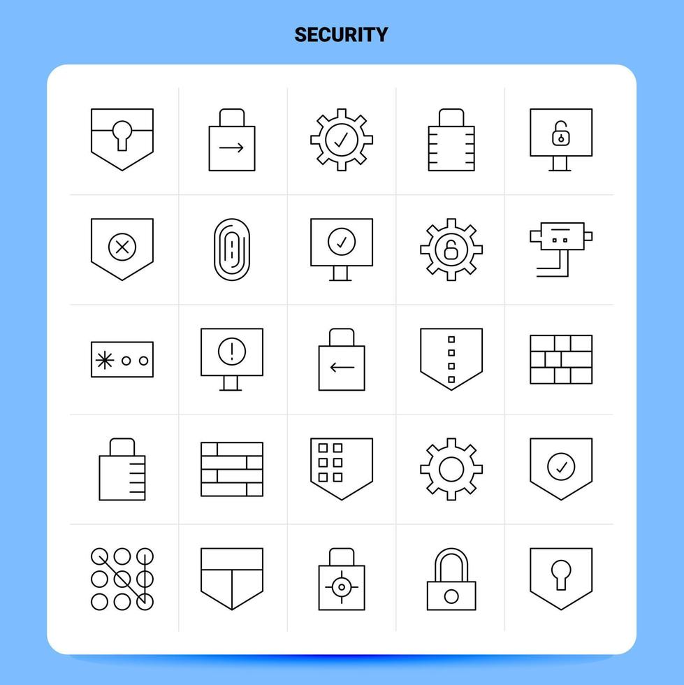 OutLine 25 Security Icon set Vector Line Style Design Black Icons Set Linear pictogram pack Web and Mobile Business ideas design Vector Illustration