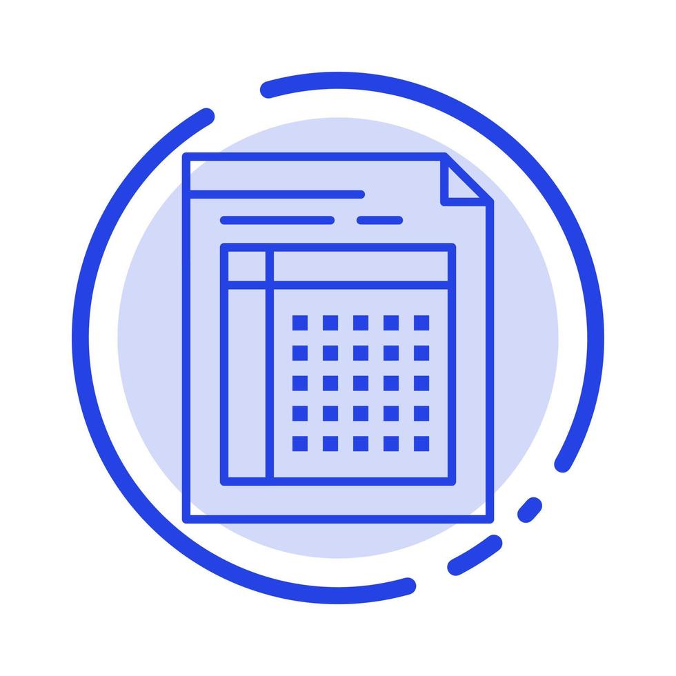 Audit Bill Document File Form Invoice Paper Sheet Blue Dotted Line Line Icon vector