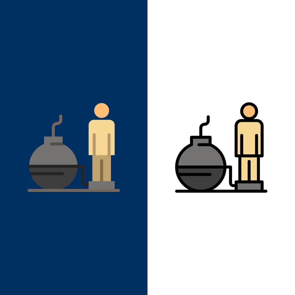Business Debt Modern Problem  Icons Flat and Line Filled Icon Set Vector Blue Background