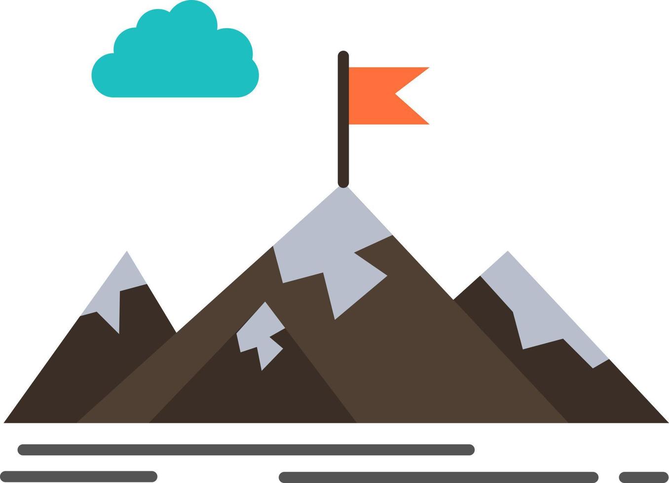 logro objetivo objetivo empresarial misión montañas objetivo color plano icono vector icono plantilla de banner