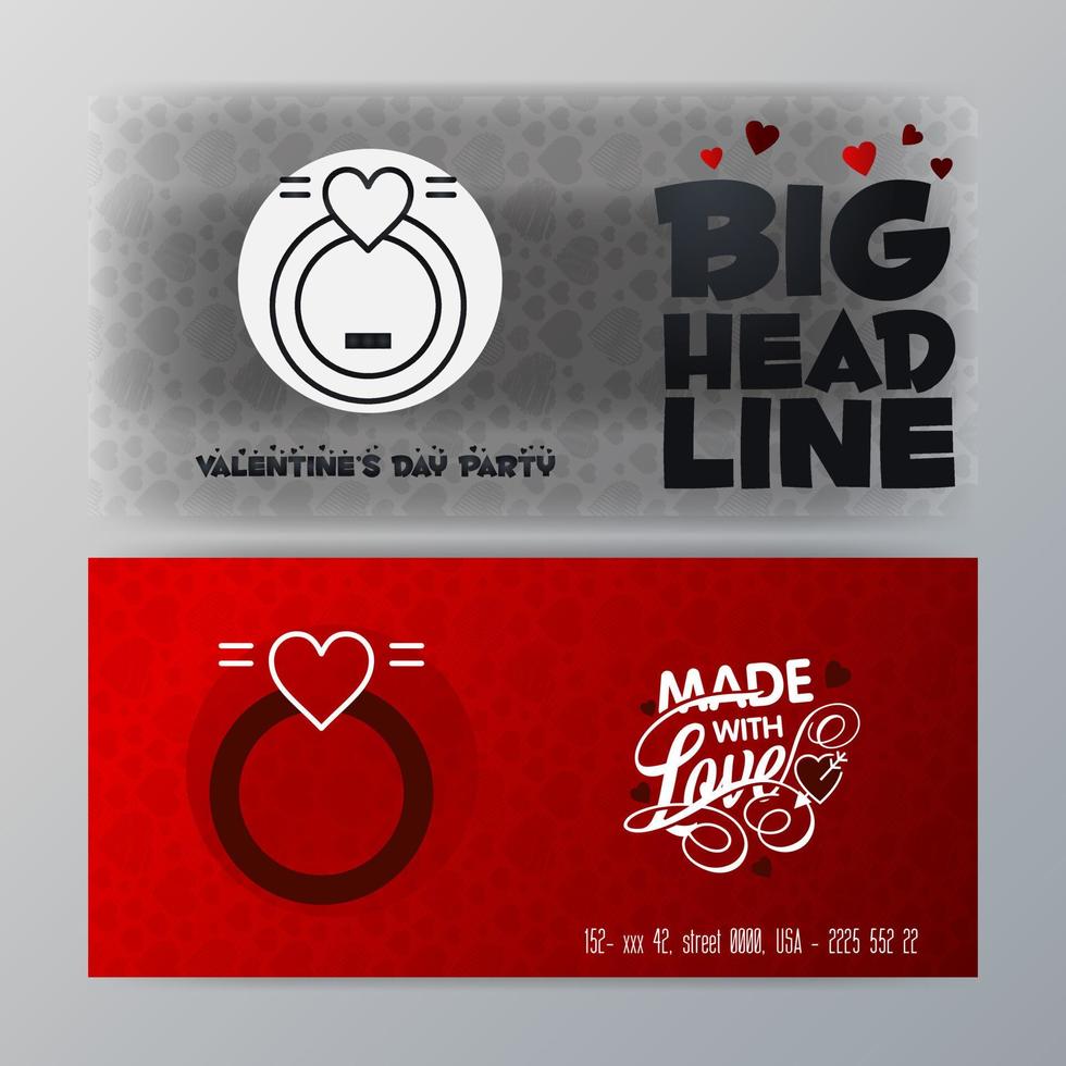 Valentines Day Big Banner Template Red Background vector