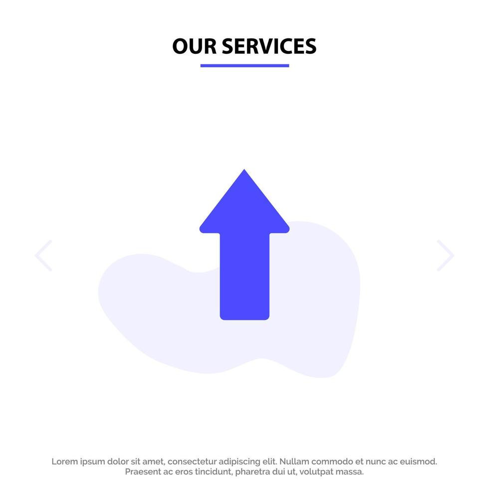 Our Services Arrow Arrows Up Upload Solid Glyph Icon Web card Template vector
