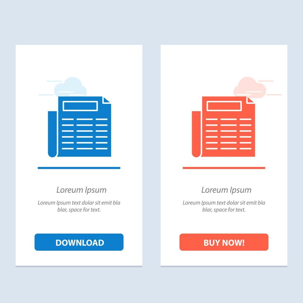 News Paper Document  Blue and Red Download and Buy Now web Widget Card Template vector