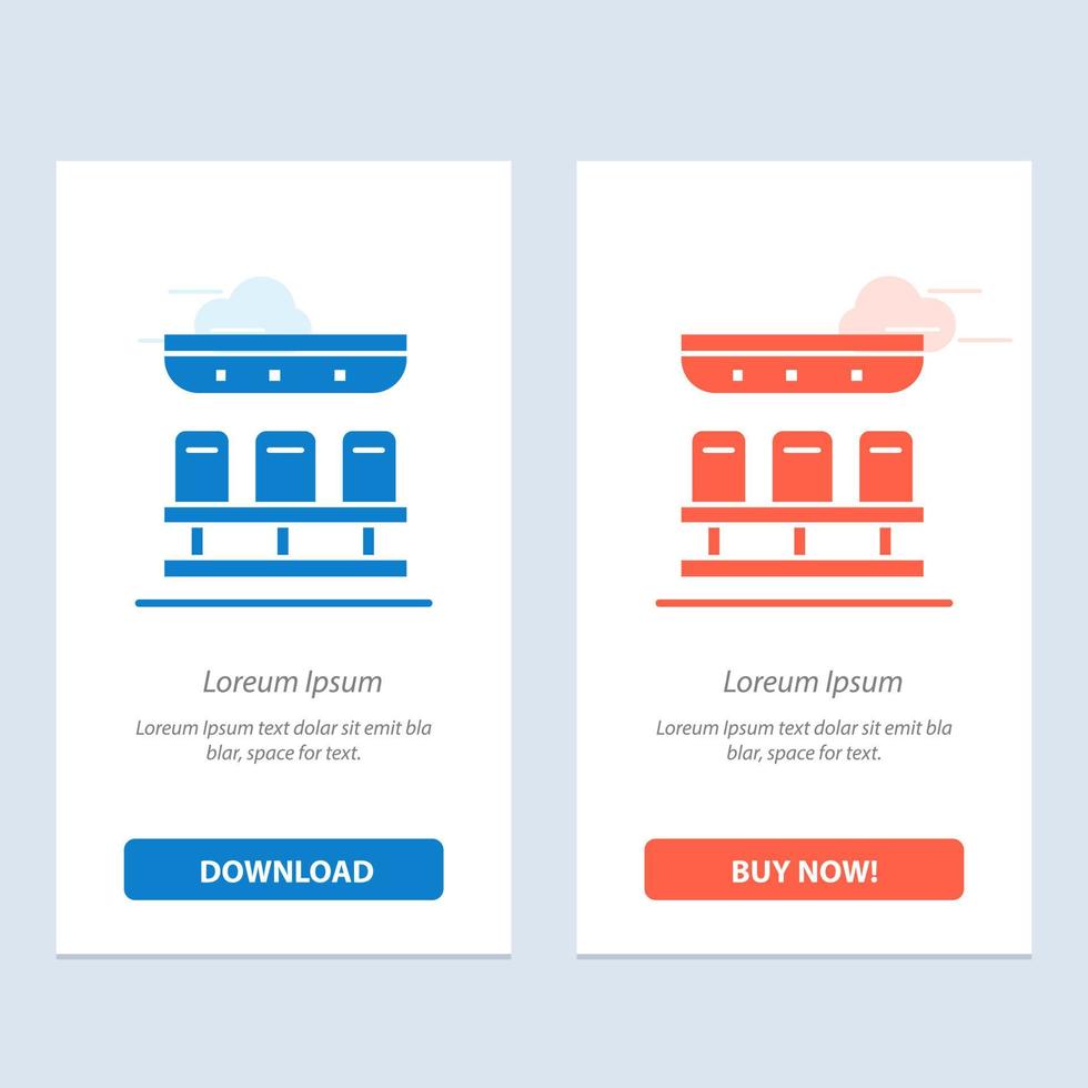 Seats Train Transportation Travel  Blue and Red Download and Buy Now web Widget Card Template vector