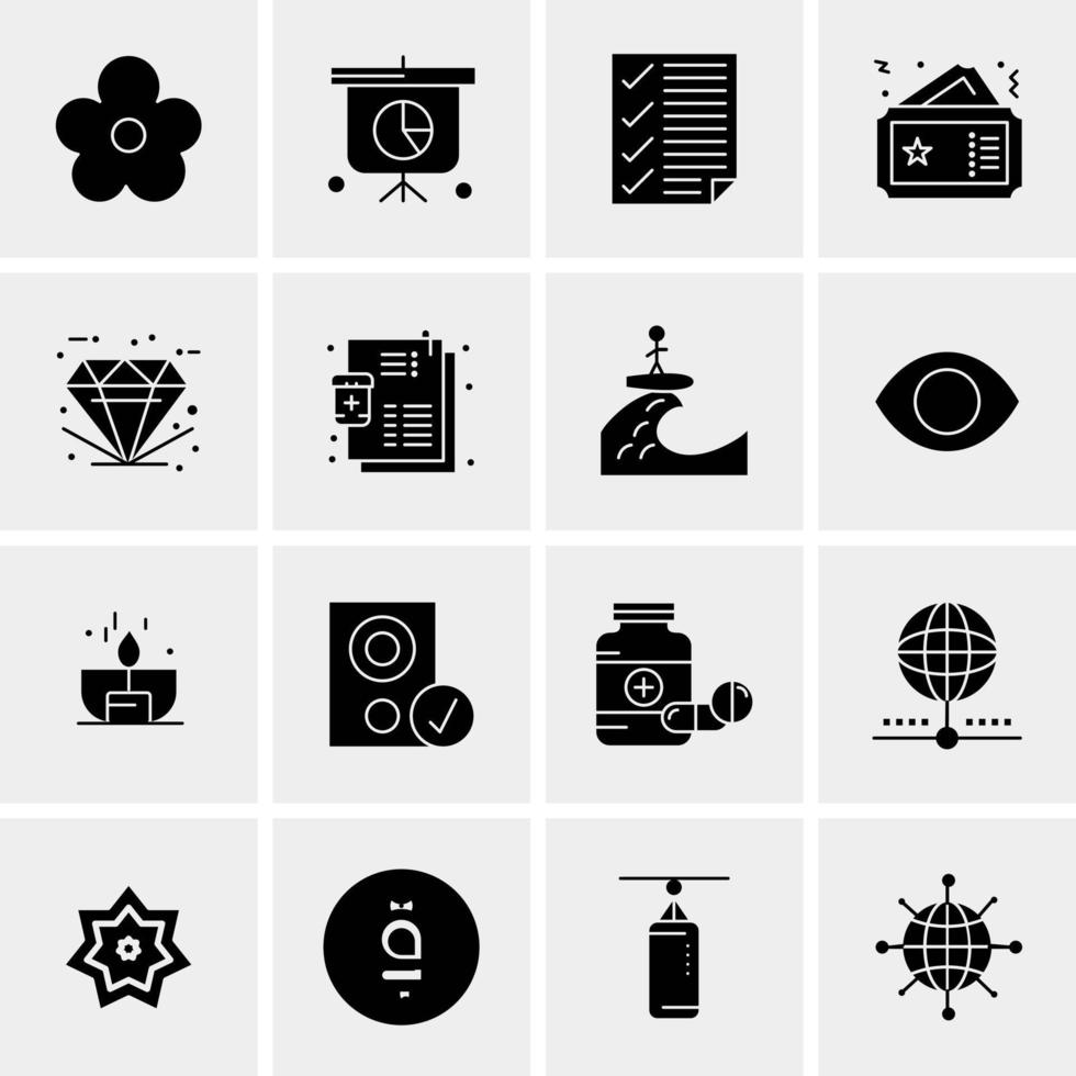 16 iconos de negocios universales vector ilustración de icono creativo para usar en proyectos relacionados con la web y dispositivos móviles