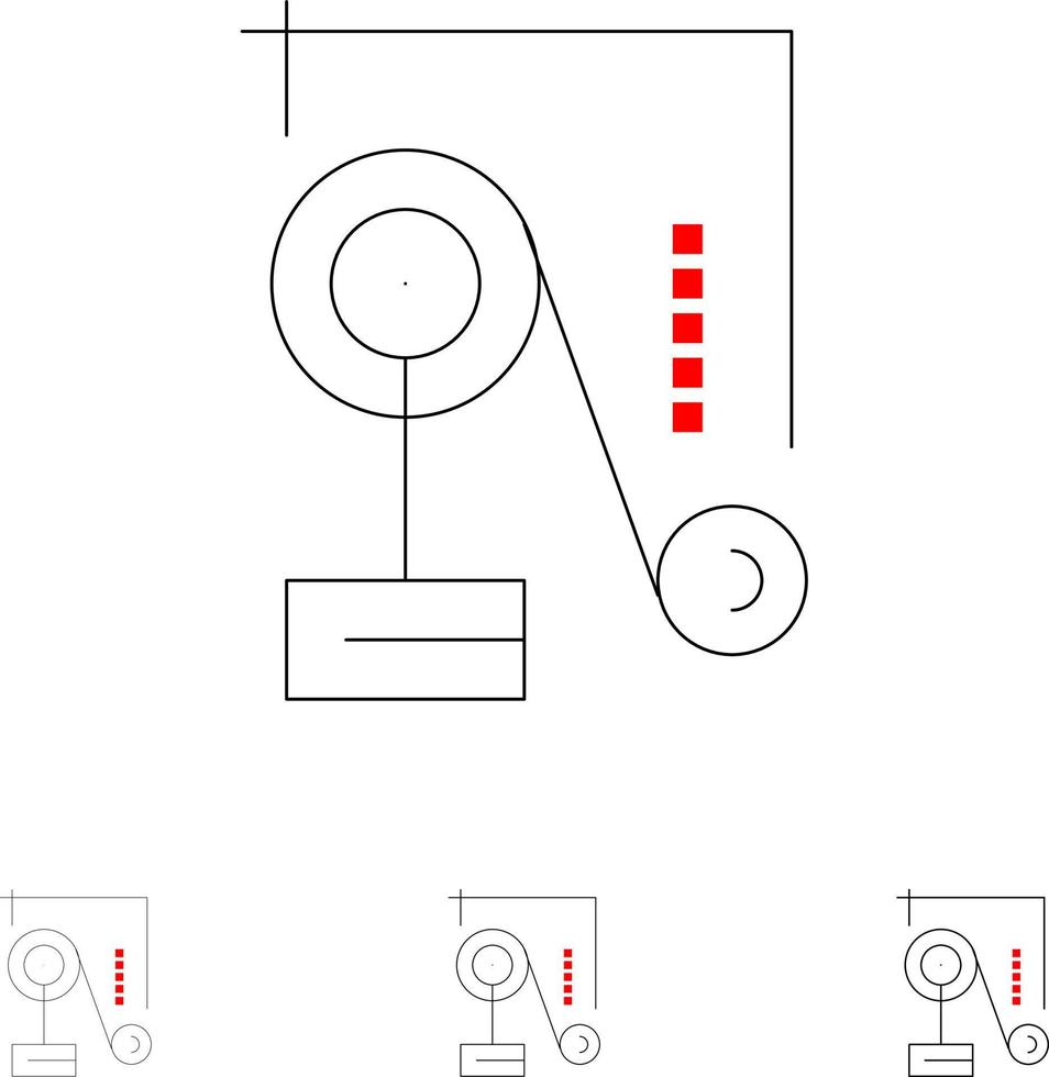 experimento física educación experimento física conjunto de iconos de línea negra en negrita y delgada vector