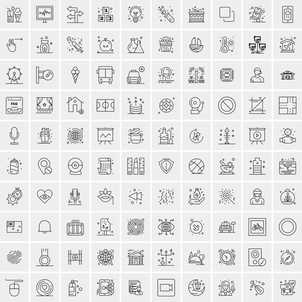 Pack of 100 Universal Line Icons for Mobile and Web vector