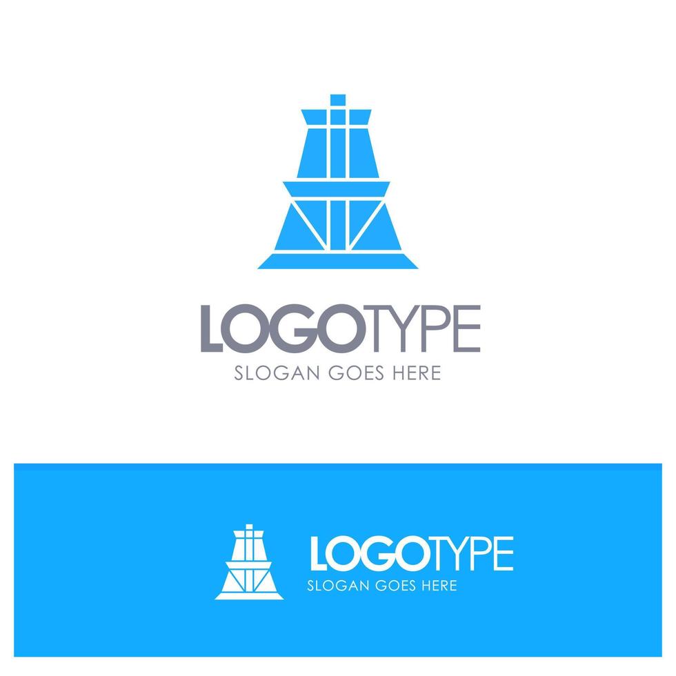 Electrical Energy Transmission Transmission Tower Blue Solid Logo with place for tagline vector