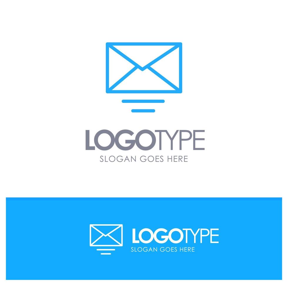 Mail Email Text Blue Outline Logo Place for Tagline vector