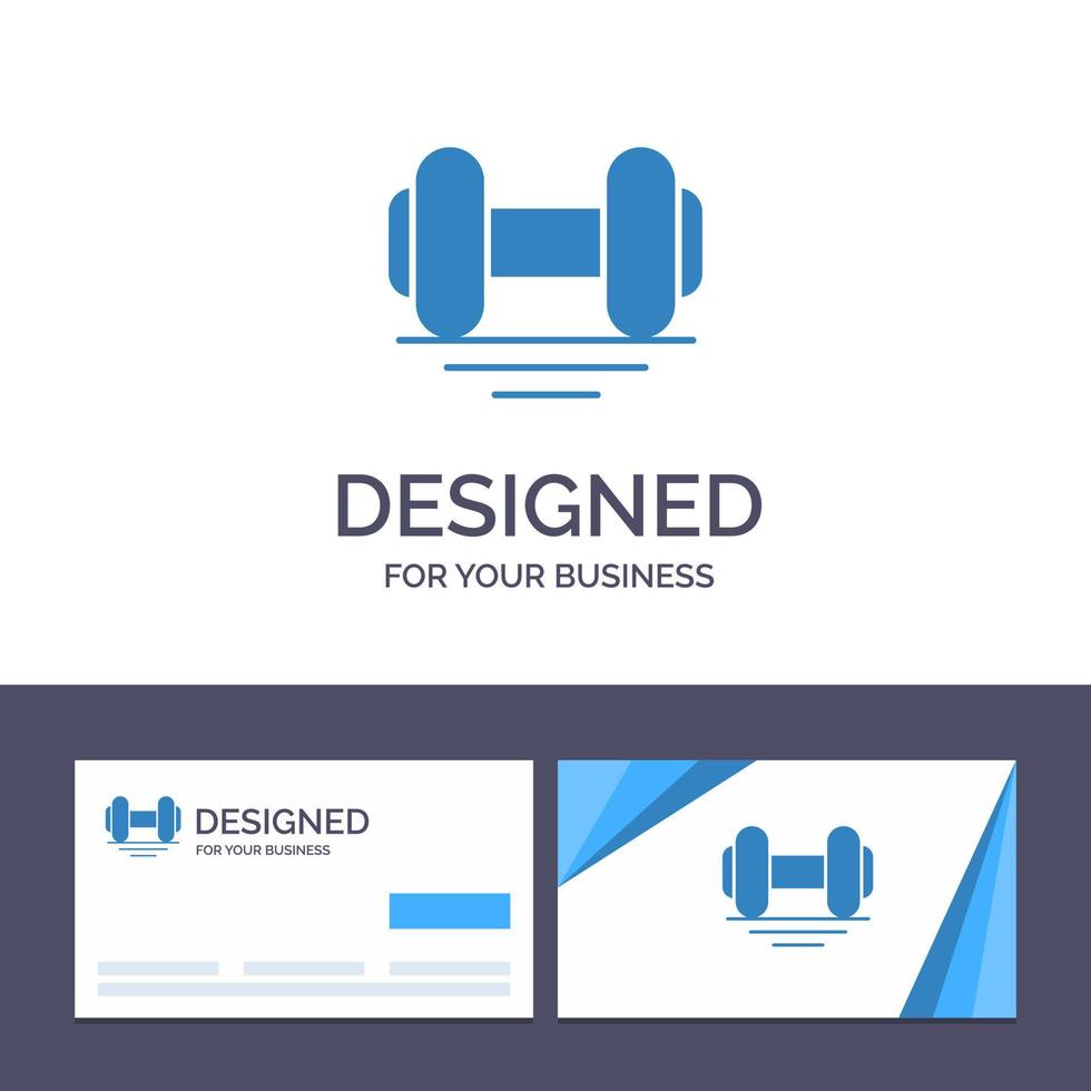 tarjeta de visita creativa y plantilla de logotipo dumbbell fitness gimnasio ascensor ilustración vectorial vector