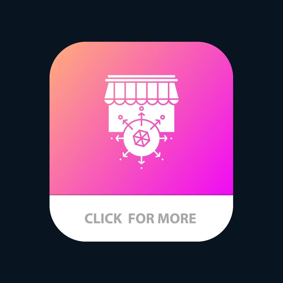 tienda compras objetivo negocio aplicación móvil botón android e ios versión de glifo vector