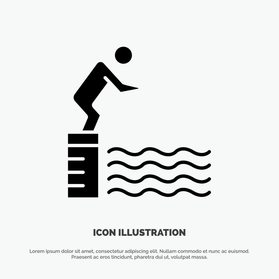 Diving Jump Platform Pool Sport solid Glyph Icon vector