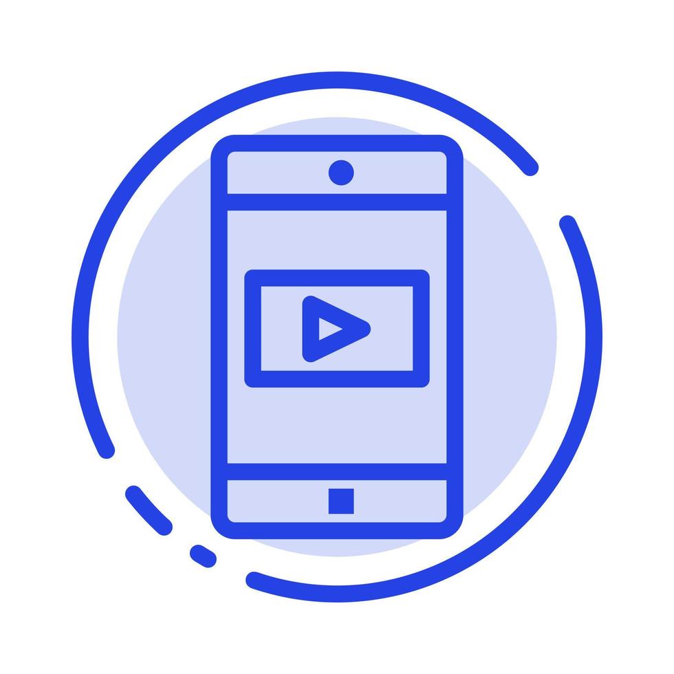Application Mobile Mobile Application Video Blue Dotted Line Line Icon vector