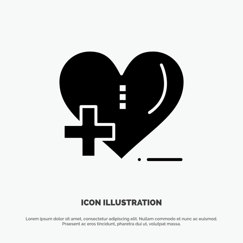 Love HealthCare Hospital Heart Care solid Glyph Icon vector