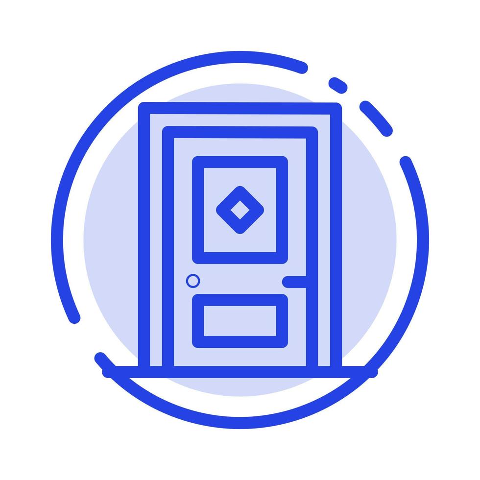 Building Build Construction Door Blue Dotted Line Line Icon vector