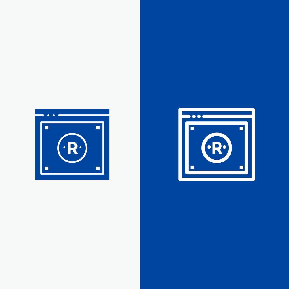 derechos de autor de negocios derecho digital línea en línea y glifo icono sólido banner azul línea y glifo icono sólido banner azul vector