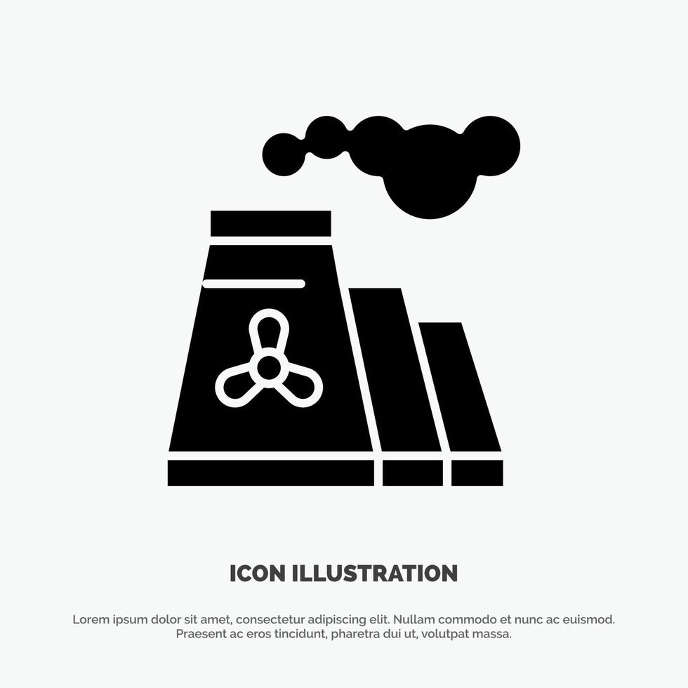 Factory Pollution Production Smoke solid Glyph Icon vector