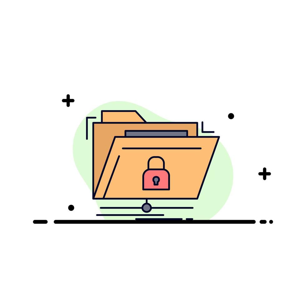 encryption files folder network secure Flat Color Icon Vector