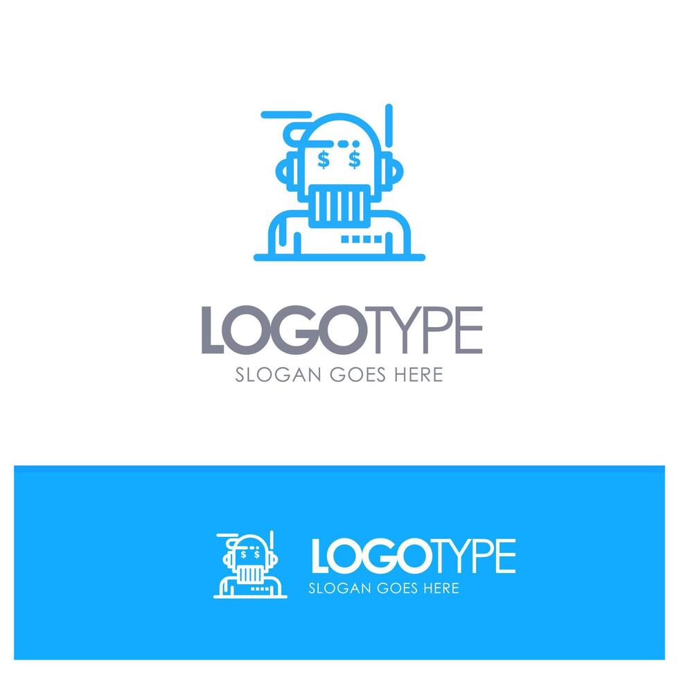 Robot Advisor Adviser Advisor Algorithm Analyst Blue outLine Logo with place for tagline vector