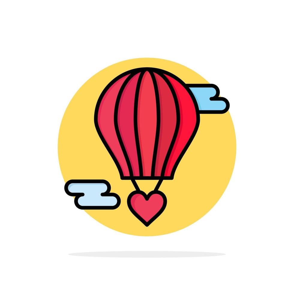 Flying Balloon Hot Balloon Love Valentine Abstract Circle Background Flat color Icon vector