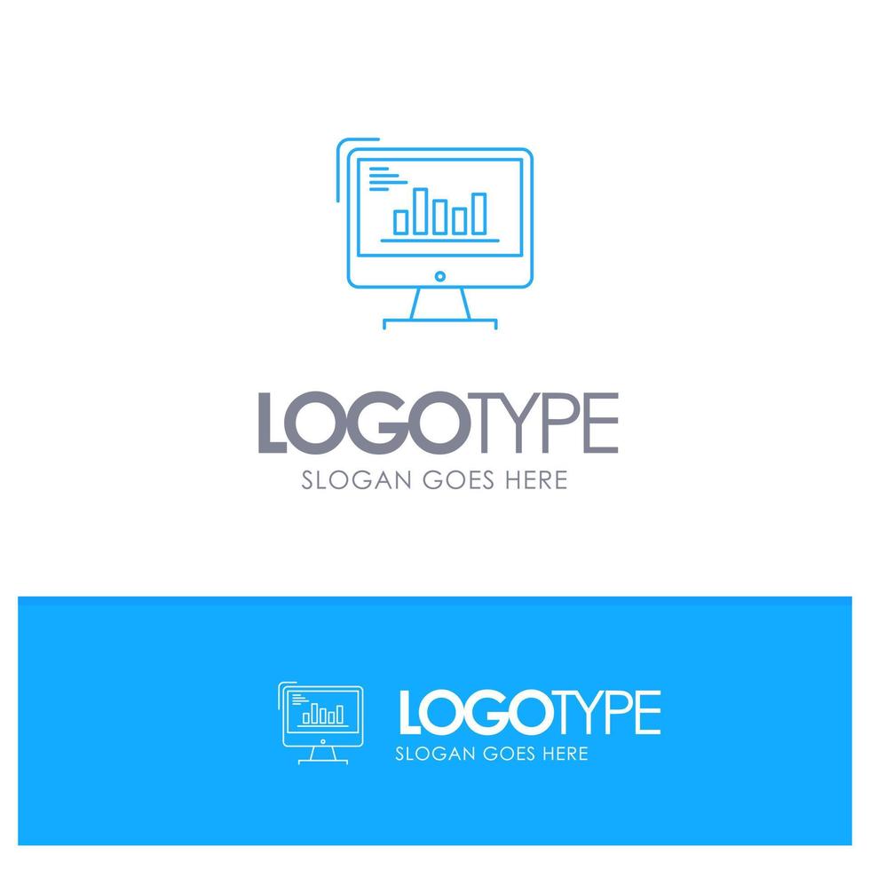 Chart Analytics Business Computer Diagram Marketing Trends Blue outLine Logo with place for tagline vector