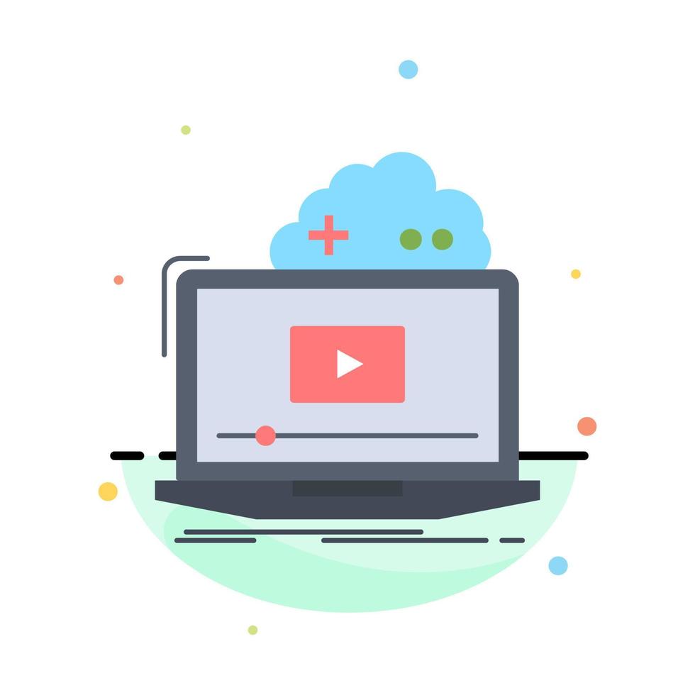 Cloud game online streaming video Flat Color Icon Vector