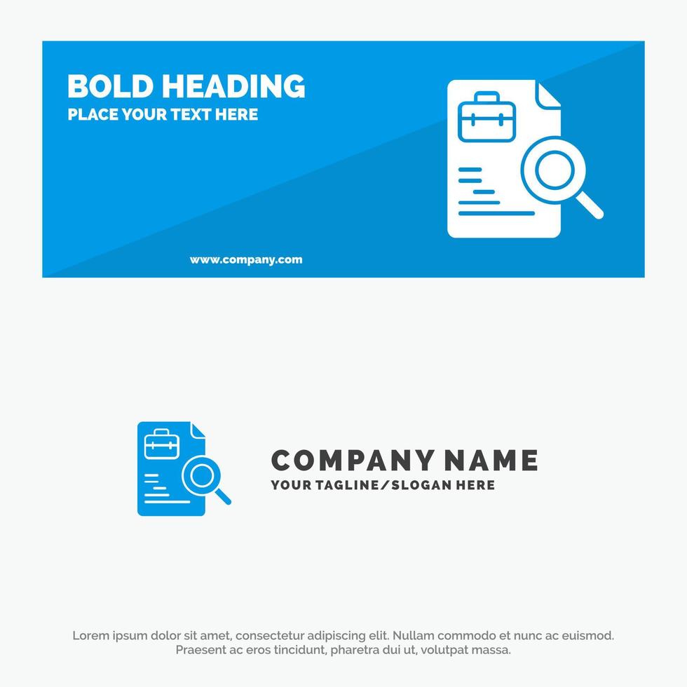 Worker Document Search Jobs SOlid Icon Website Banner and Business Logo Template vector