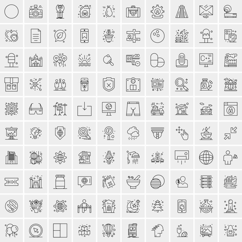 Pack of 100 Universal Line Icons for Mobile and Web vector