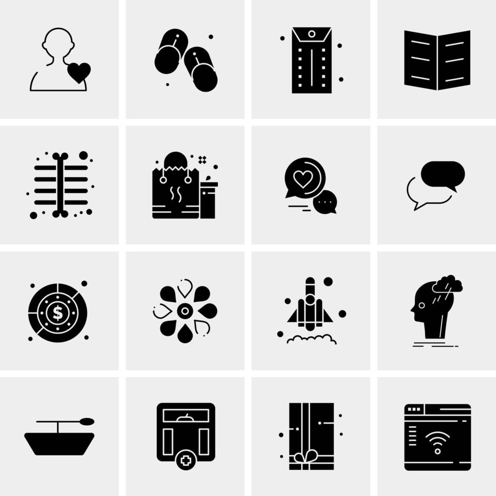 16 iconos de negocios universales vector ilustración de icono creativo para usar en proyectos relacionados con la web y dispositivos móviles