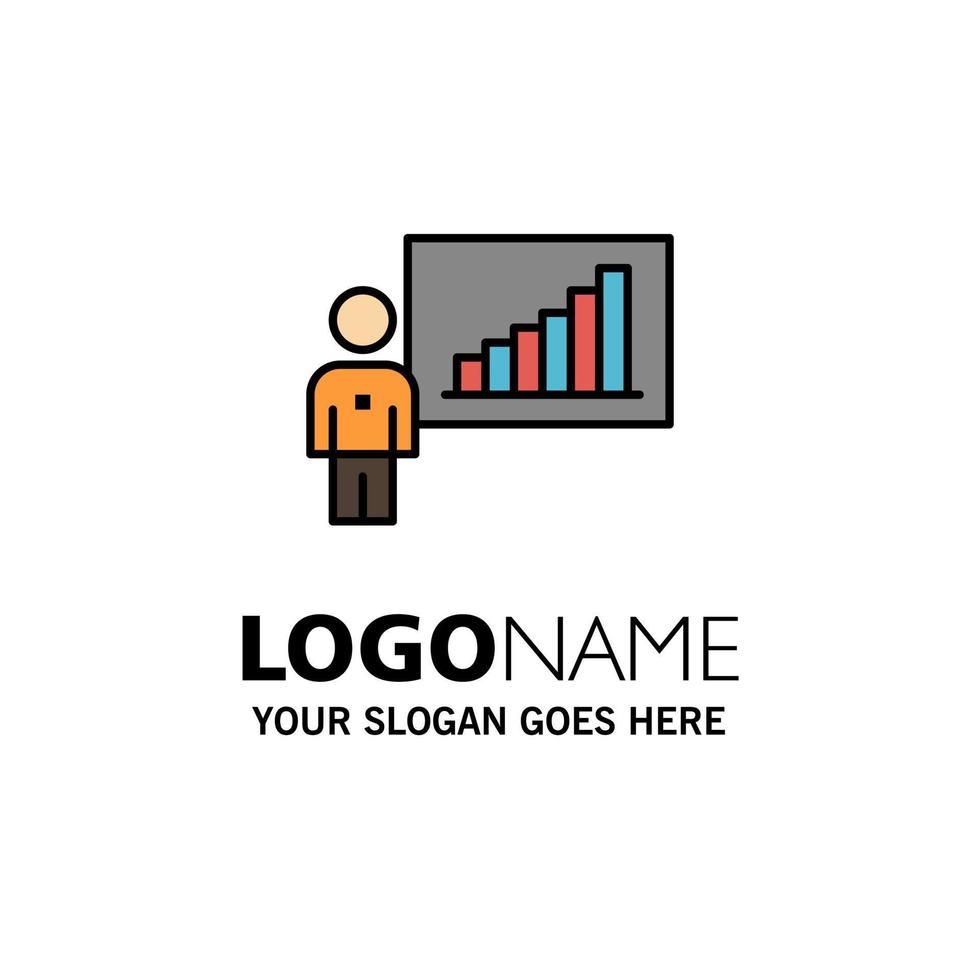 Graph Business Chart Efforts Success Business Logo Template Flat Color vector