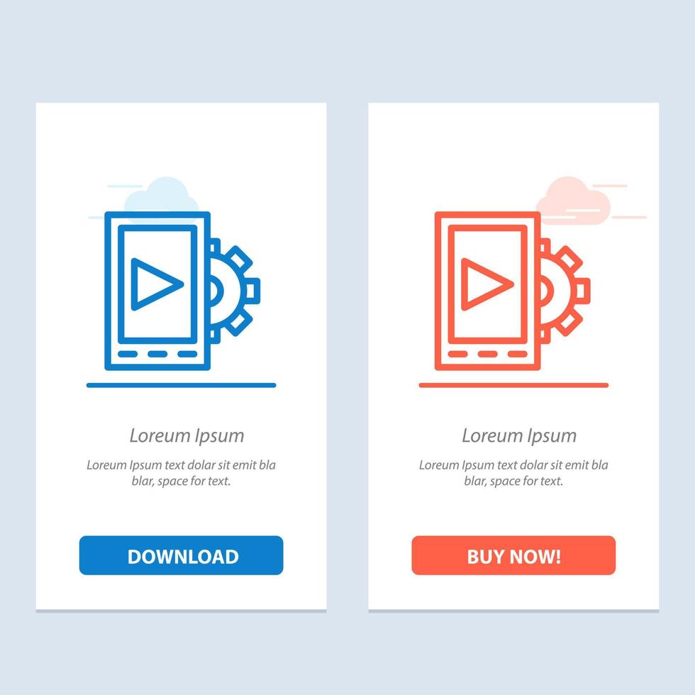 Mobile Design Setting  Blue and Red Download and Buy Now web Widget Card Template vector