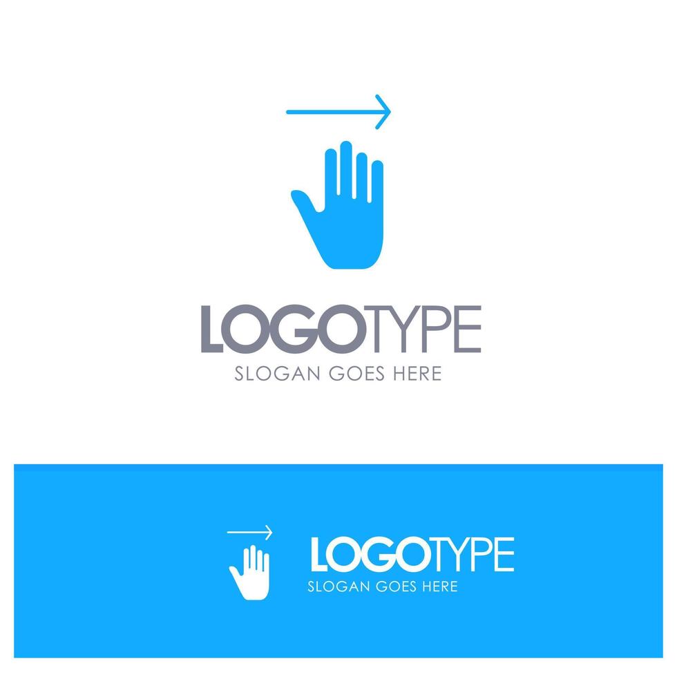 Hand Arrow Gestures right Blue Solid Logo with place for tagline vector