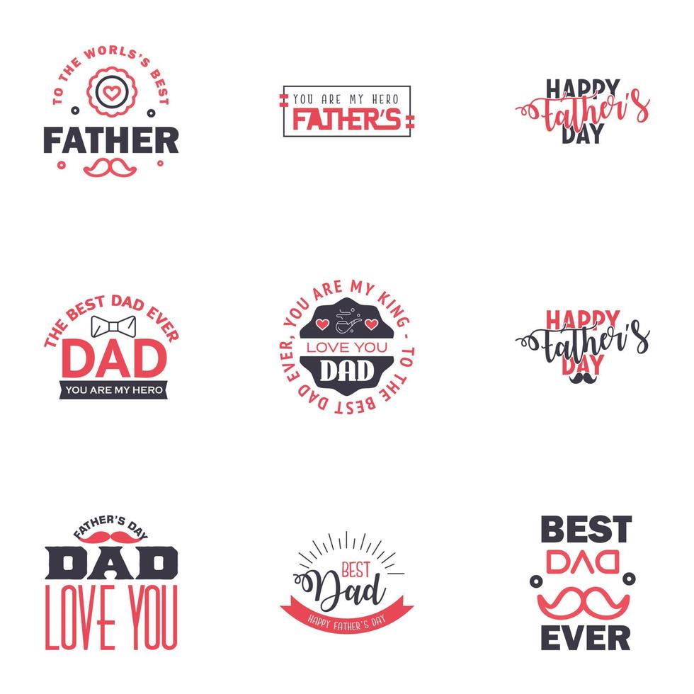 Happy fathers day 9 Black and Pink Typography Fathers day background design Fathers day greeting card Editable Vector Design Elements