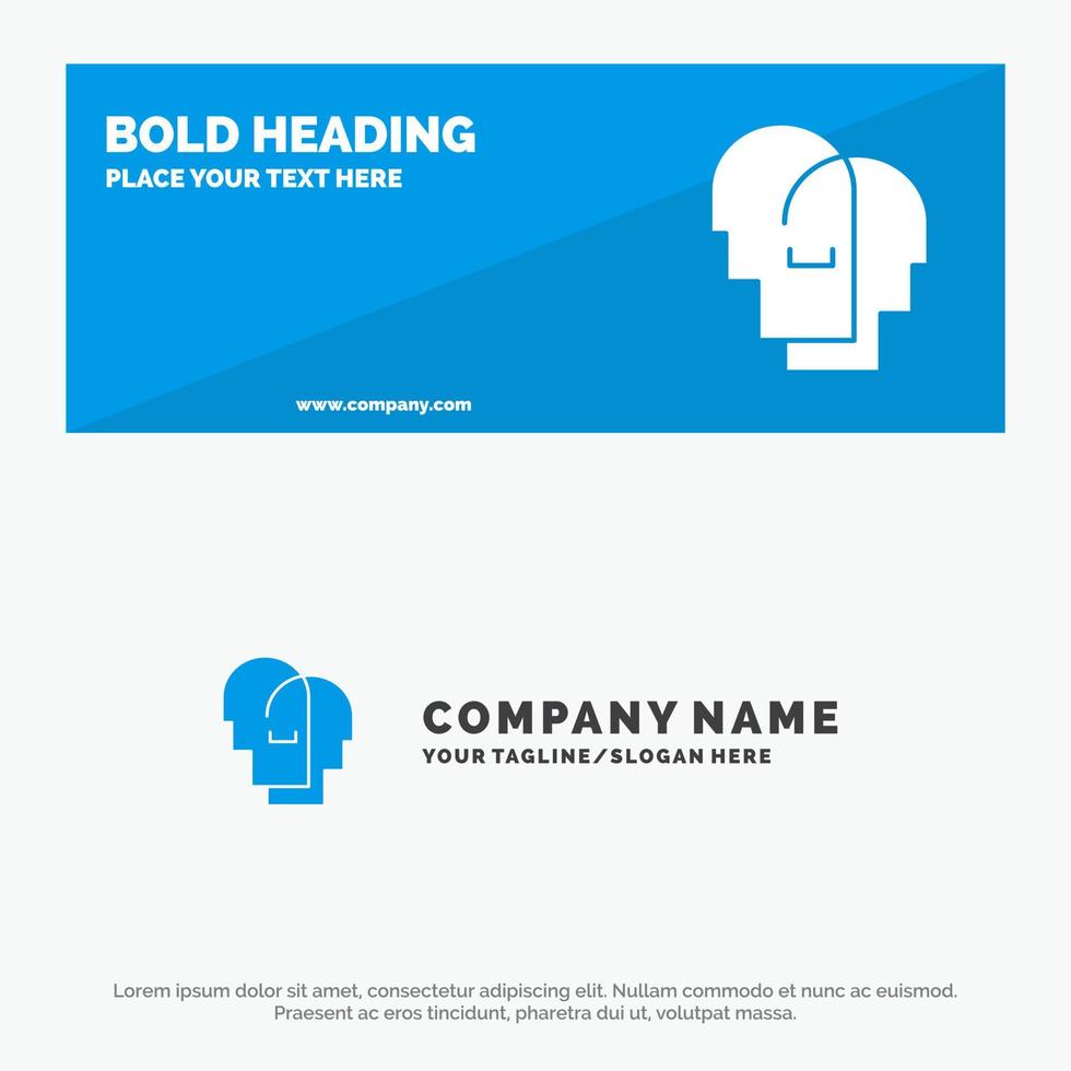 sombrero humano empatía sentimientos icono sólido sitio web banner y plantilla de logotipo de empresa vector