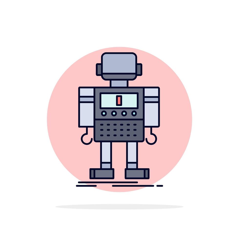 autonomous machine robot robotic technology Flat Color Icon Vector