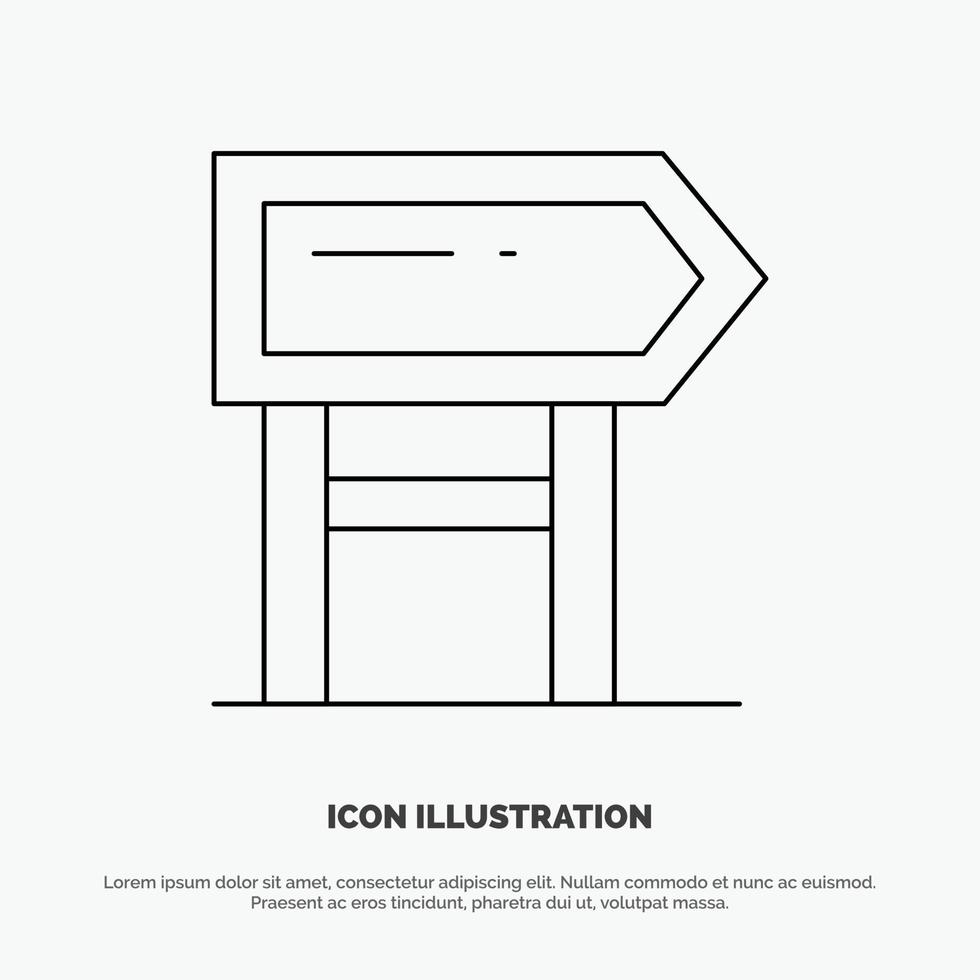 Direction Board Location Motivation Line Icon Vector