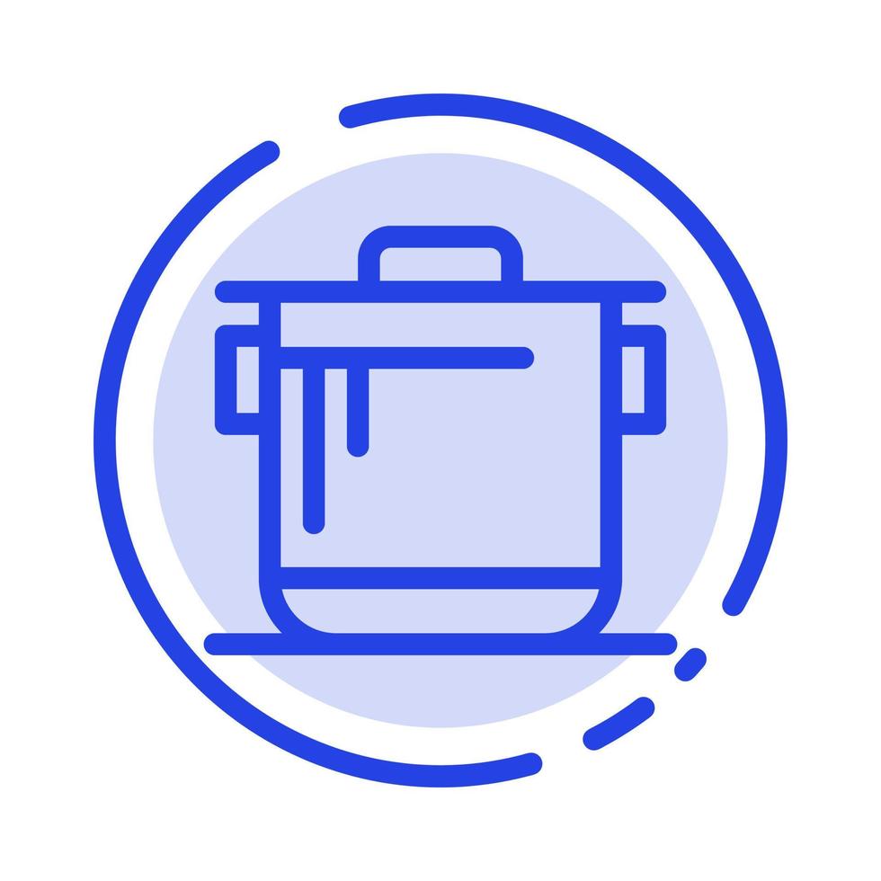 Cooker Kitchen Rice Cook Blue Dotted Line Line Icon vector